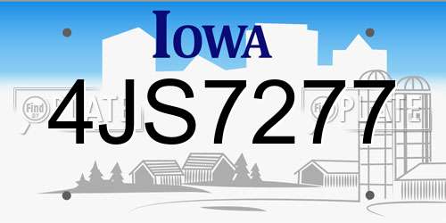 4JS7277 Iowa License Plate