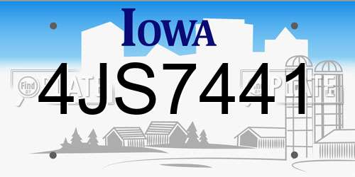 4JS7441 Iowa License Plate