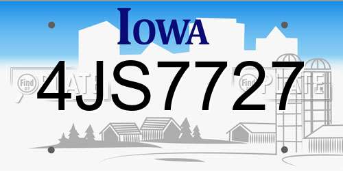 4JS7727 Iowa License Plate