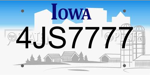 4JS7777 Iowa License Plate