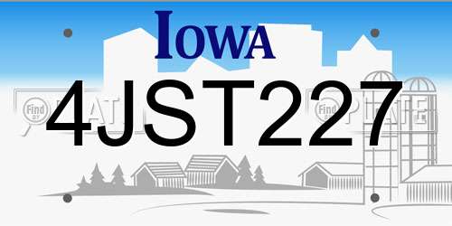4JST227 Iowa License Plate