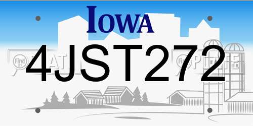 4JST272 Iowa License Plate