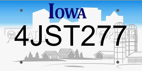 4JST277 Iowa License Plate
