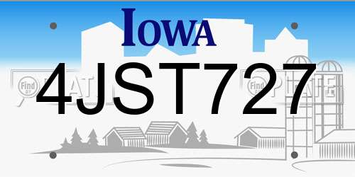 4JST727 Iowa License Plate
