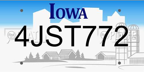 4JST772 Iowa License Plate