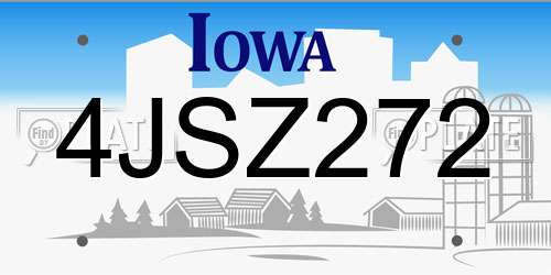 4JSZ272 Iowa License Plate