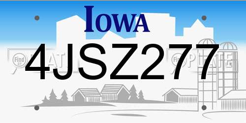 4JSZ277 Iowa License Plate