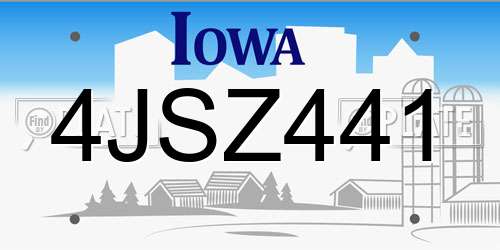 4JSZ441 Iowa License Plate