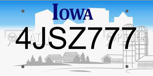 4JSZ777 Iowa License Plate