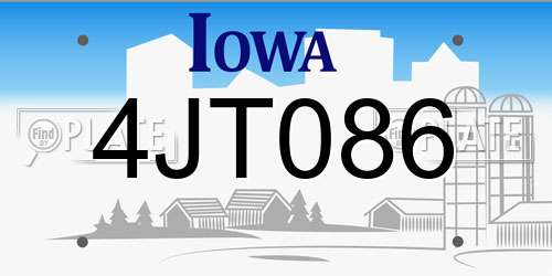 4JT086 Iowa License Plate