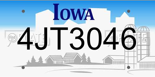 4JT3046 Iowa License Plate