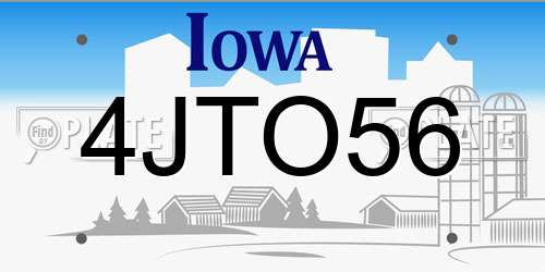 4JTO56 Iowa License Plate