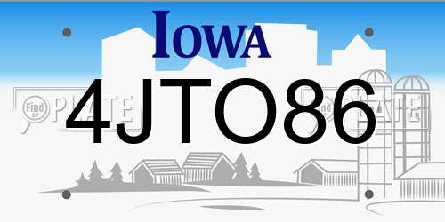 4JTO86 Iowa License Plate
