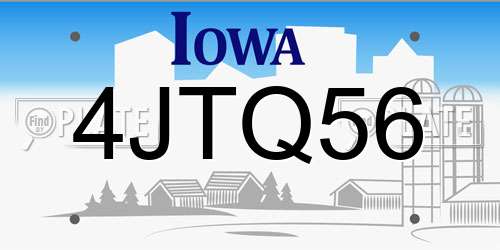 4JTQ56 Iowa License Plate