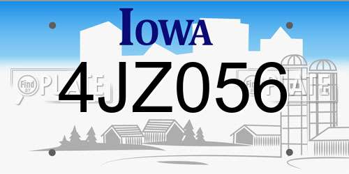 4JZ056 Iowa License Plate