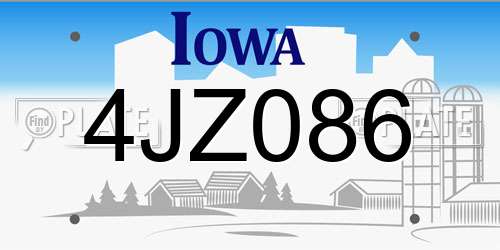 4JZ086 Iowa License Plate