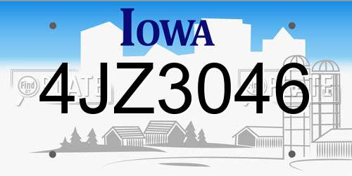 4JZ3046 Iowa License Plate
