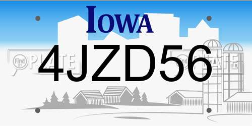 4JZD56 Iowa License Plate