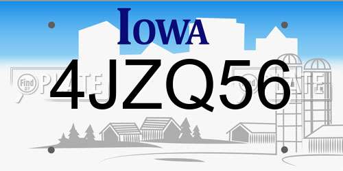 4JZQ56 Iowa License Plate