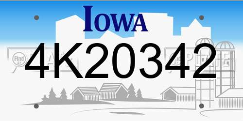 4K20342 Iowa License Plate