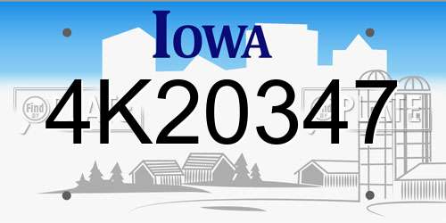 4K20347 Iowa License Plate