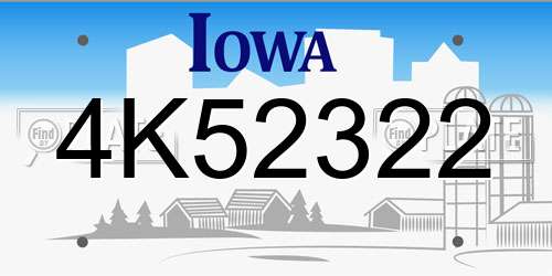 4K52322 Iowa License Plate