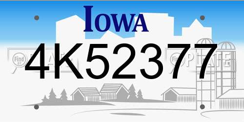 4K52377 Iowa License Plate