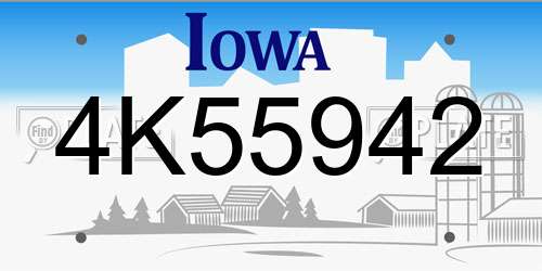 4K55942 Iowa License Plate
