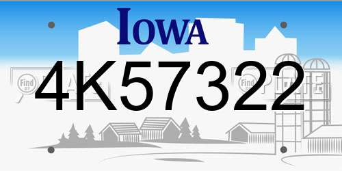 4K57322 Iowa License Plate