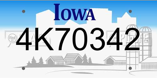 4K70342 Iowa License Plate