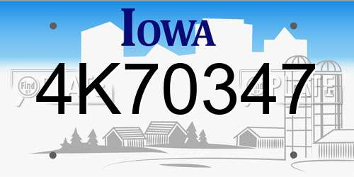 4K70347 Iowa License Plate