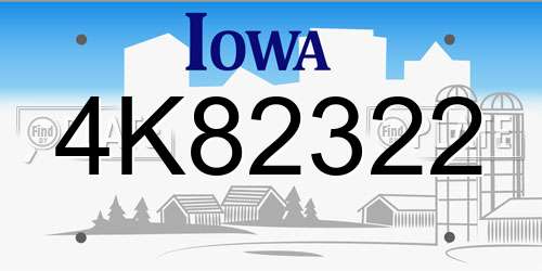 4K82322 Iowa License Plate