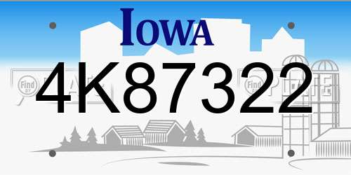 4K87322 Iowa License Plate