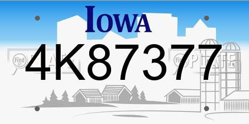 4K87377 Iowa License Plate