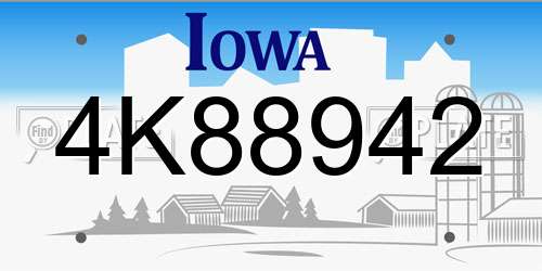 4K88942 Iowa License Plate