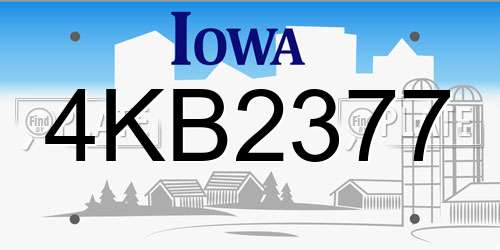 4KB2377 Iowa License Plate
