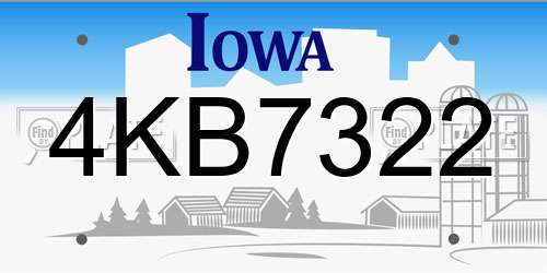4KB7322 Iowa License Plate