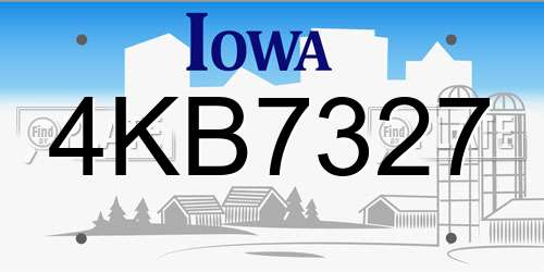 4KB7327 Iowa License Plate