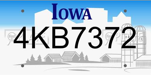 4KB7372 Iowa License Plate