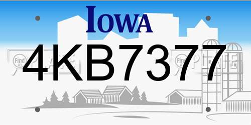 4KB7377 Iowa License Plate