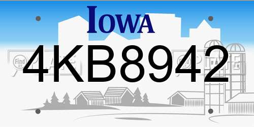 4KB8942 Iowa License Plate