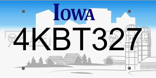 4KBT327 Iowa License Plate