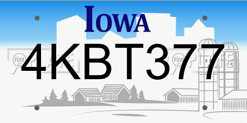 4KBT377 Iowa License Plate