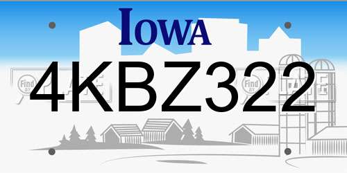 4KBZ322 Iowa License Plate