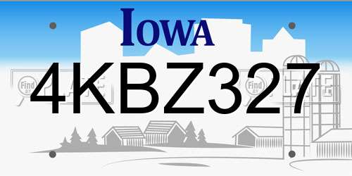 4KBZ327 Iowa License Plate
