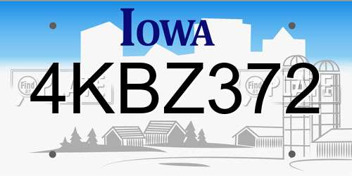 4KBZ372 Iowa License Plate