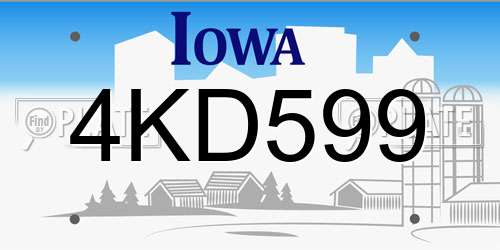 4KD599 Iowa License Plate