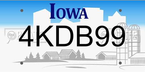4KDB99 Iowa License Plate