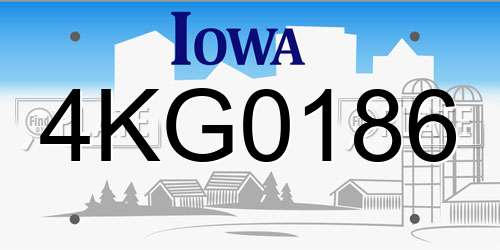 4KG0186 Iowa License Plate