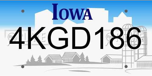 4KGD186 Iowa License Plate
